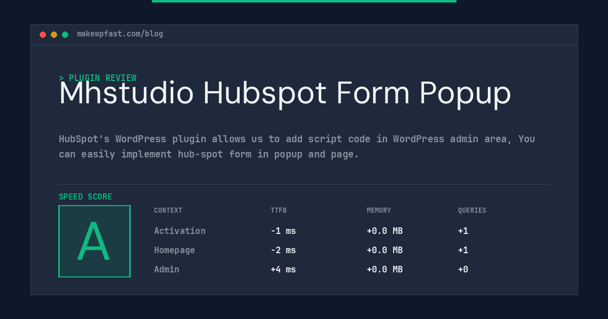 Mhstudio Hubspot Form Popup - MakeWPFast