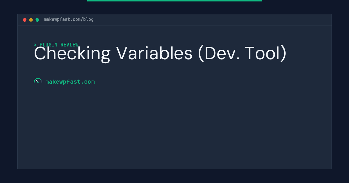 Checking Variables (Dev. Tool) - MakeWPFast