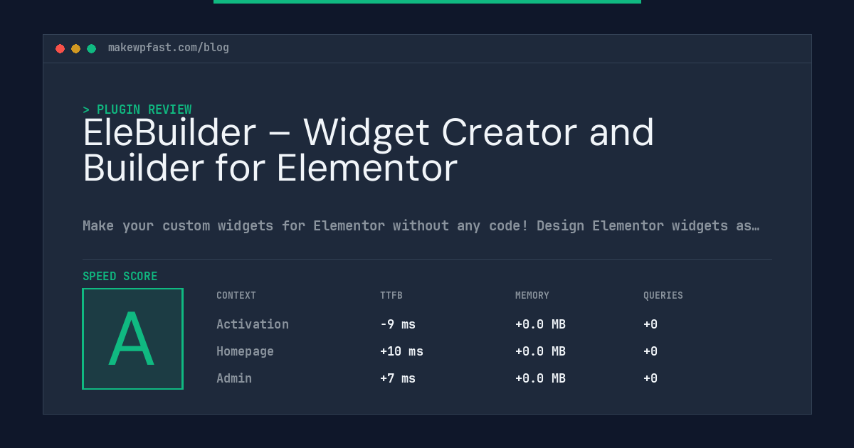 EleBuilder – Widget Creator and Builder for Elementor - MakeWPFast