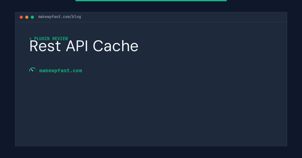 Rest API Cache - MakeWPFast