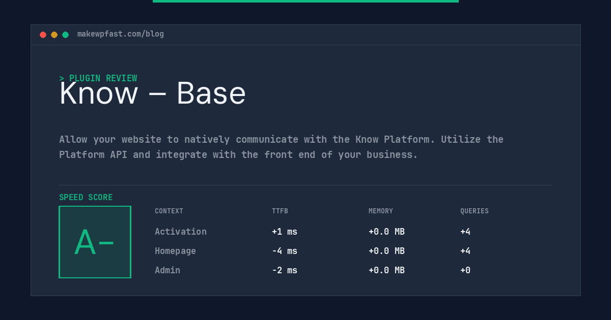 Know – Base - MakeWPFast