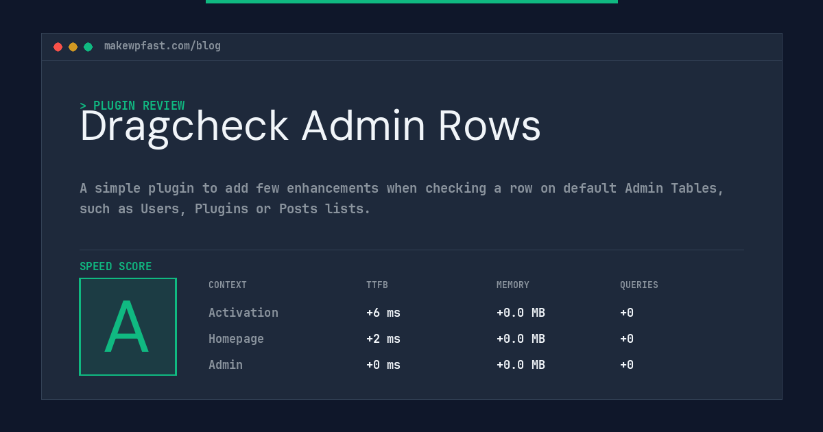 Dragcheck Admin Rows - MakeWPFast