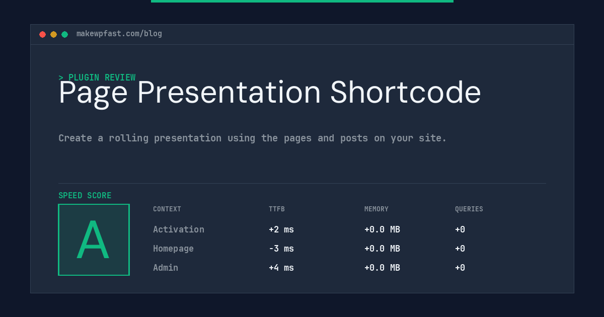 Page Presentation Shortcode - MakeWPFast