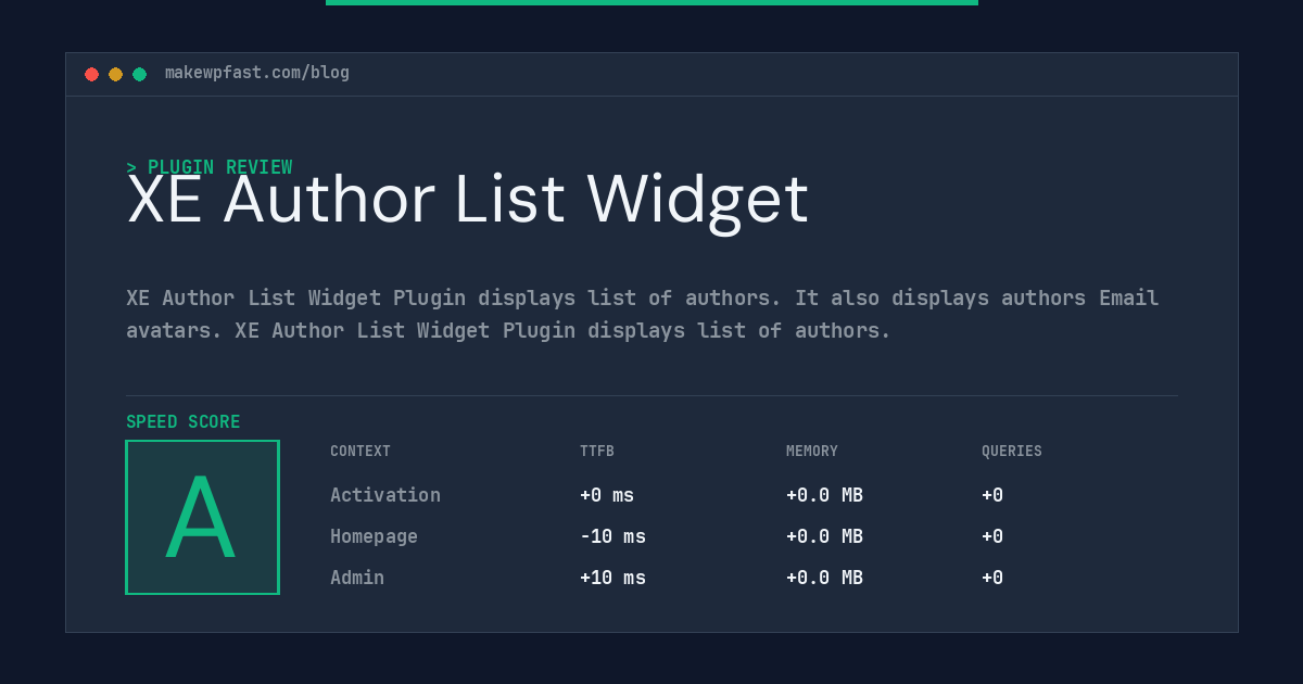 XE Author List Widget - MakeWPFast