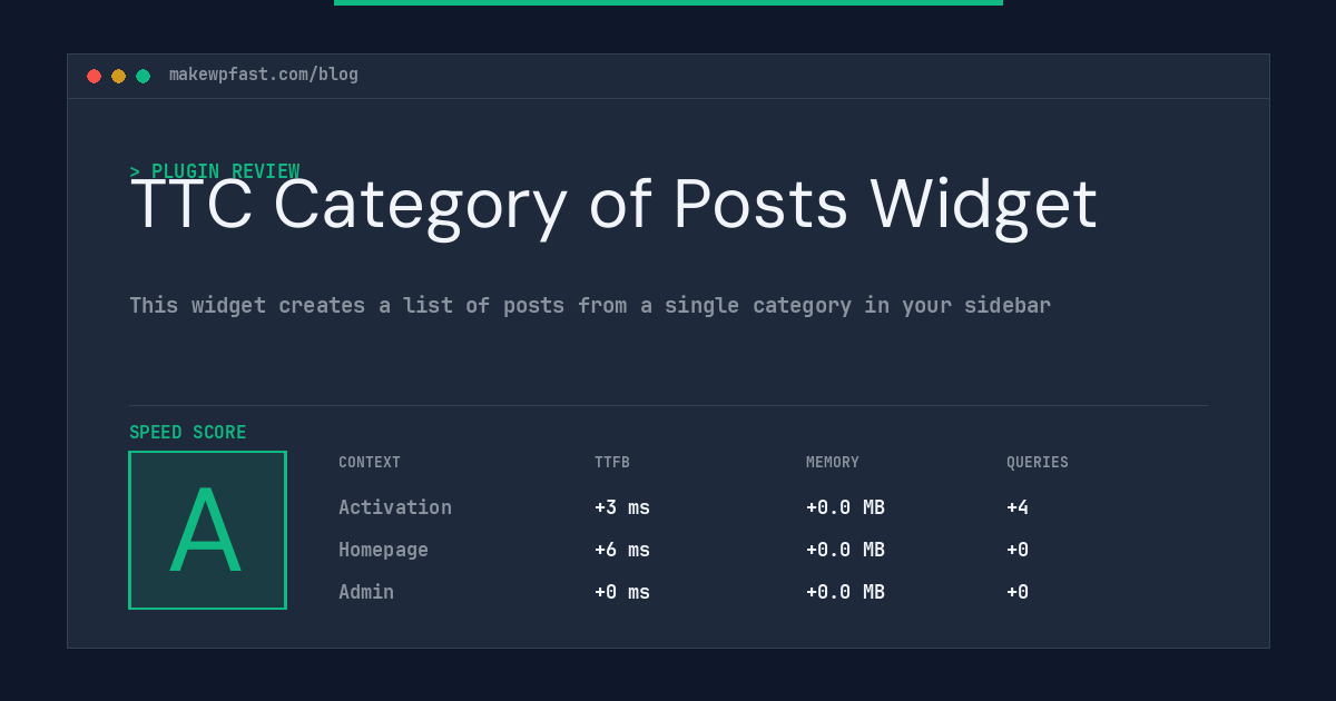 TTC Category of Posts Widget - MakeWPFast