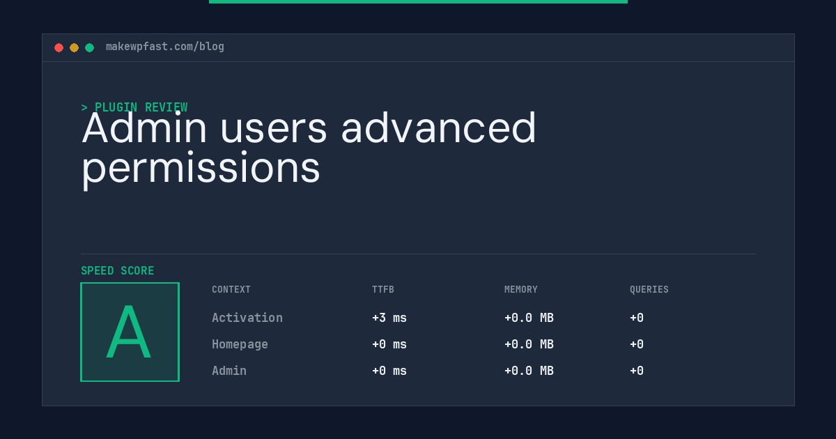 Admin users advanced permissions - MakeWPFast