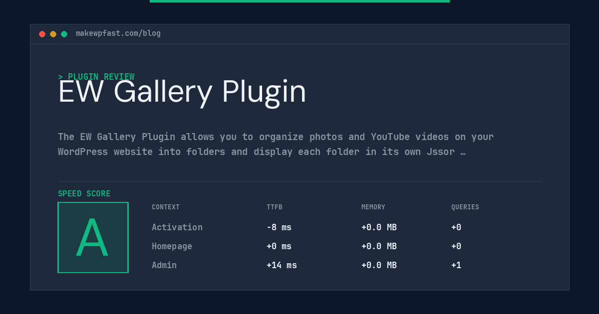 EW Gallery Plugin - MakeWPFast