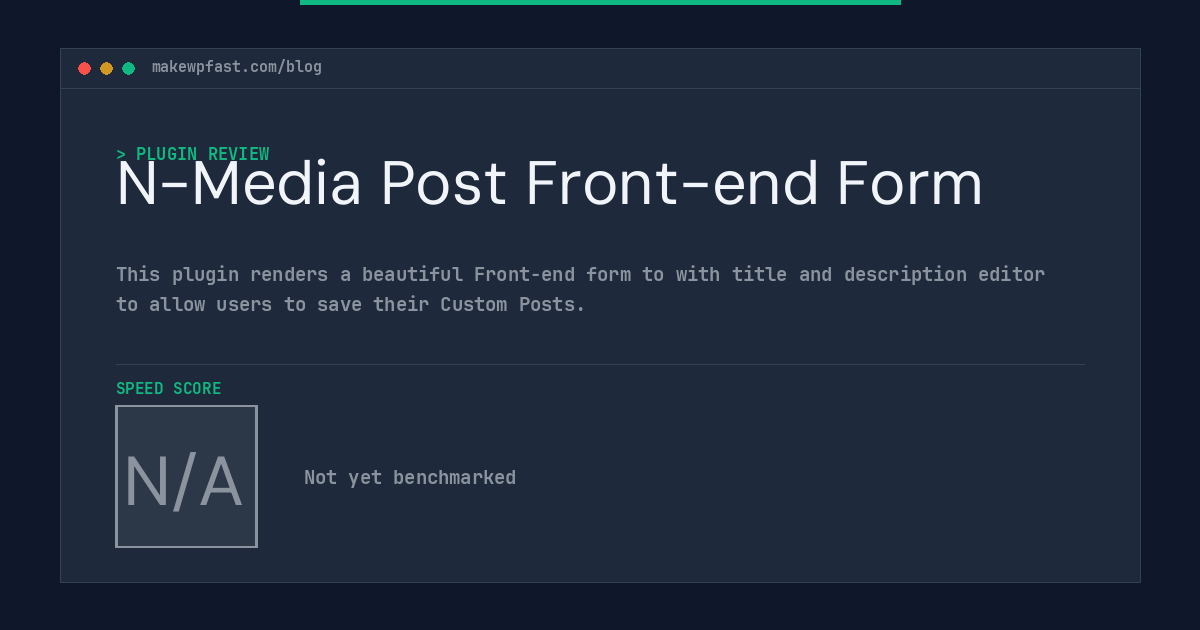 N-Media Post Front-end Form - MakeWPFast