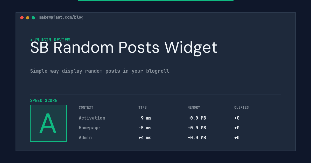 SB Random Posts Widget - MakeWPFast