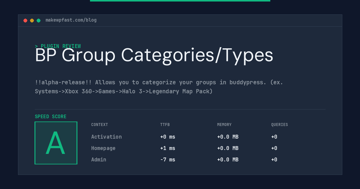 BP Group Categories/Types - MakeWPFast