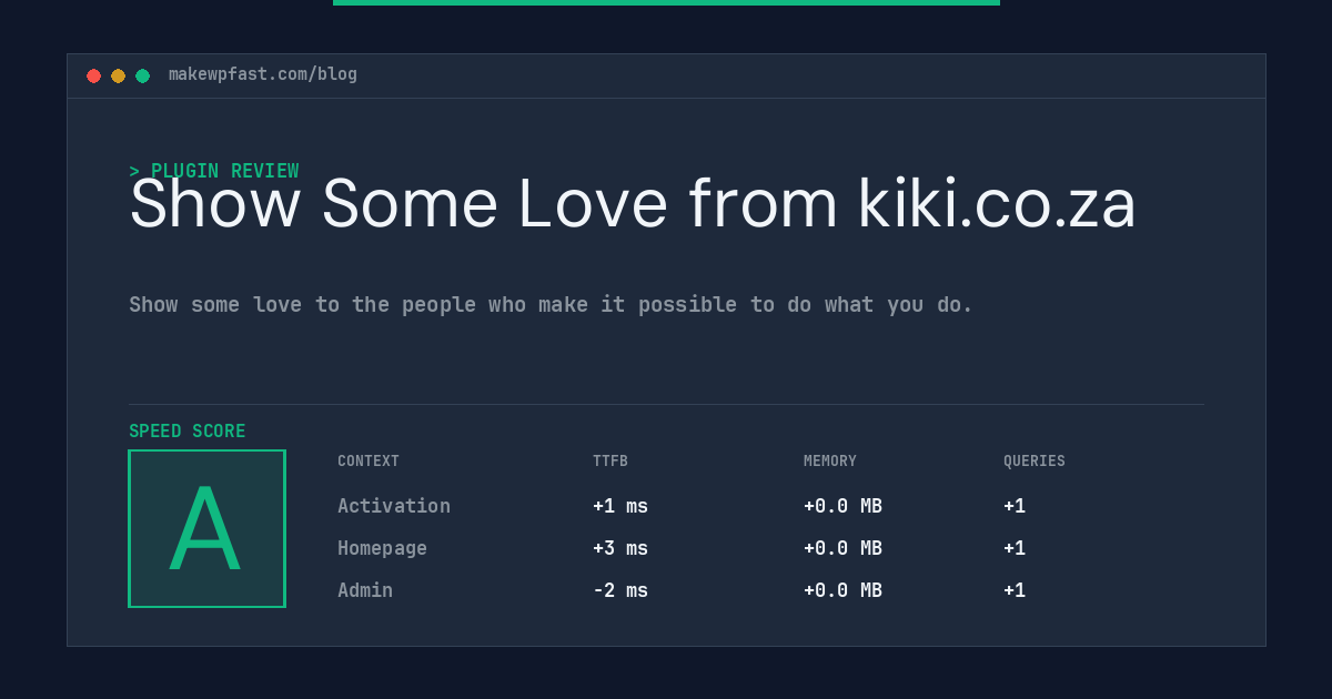 Show Some Love from kiki.co.za - MakeWPFast