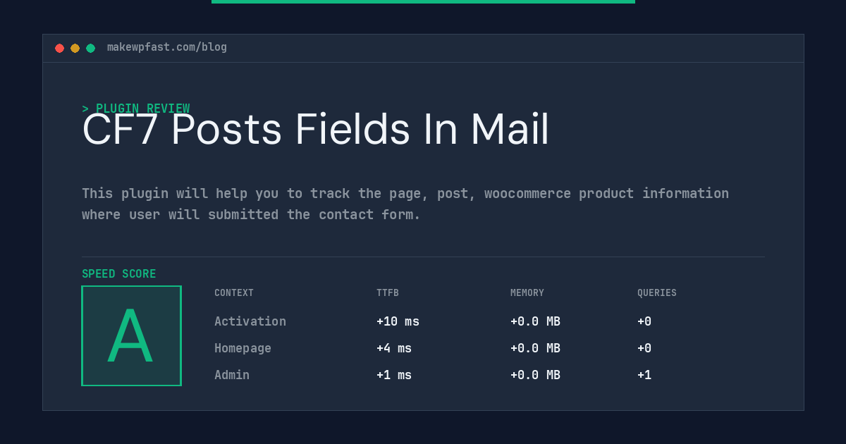 CF7 Posts Fields In Mail - MakeWPFast