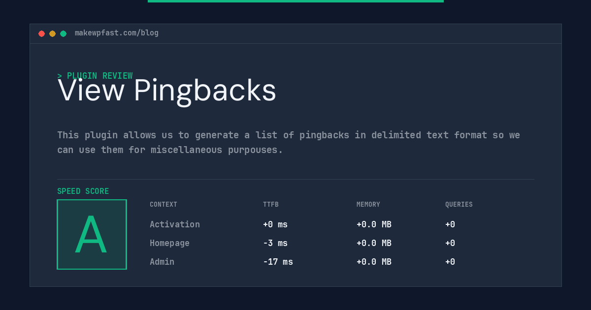View Pingbacks - MakeWPFast
