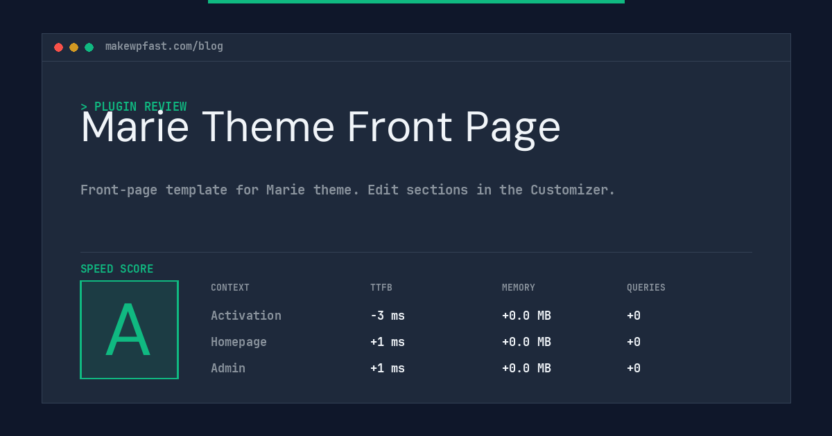 Marie Theme Front Page - MakeWPFast