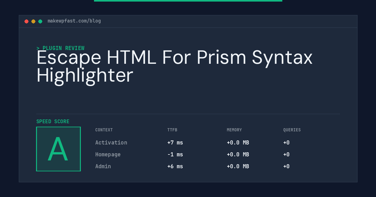 Escape HTML For Prism Syntax Highlighter - MakeWPFast