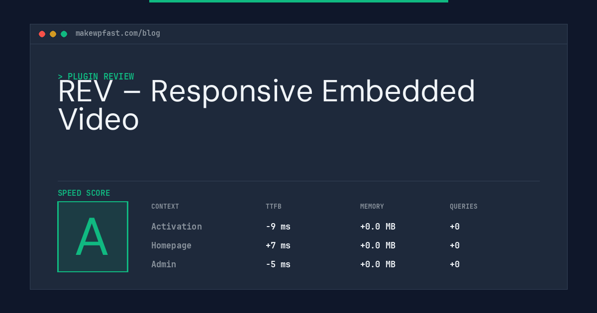 REV – Responsive Embedded Video - MakeWPFast
