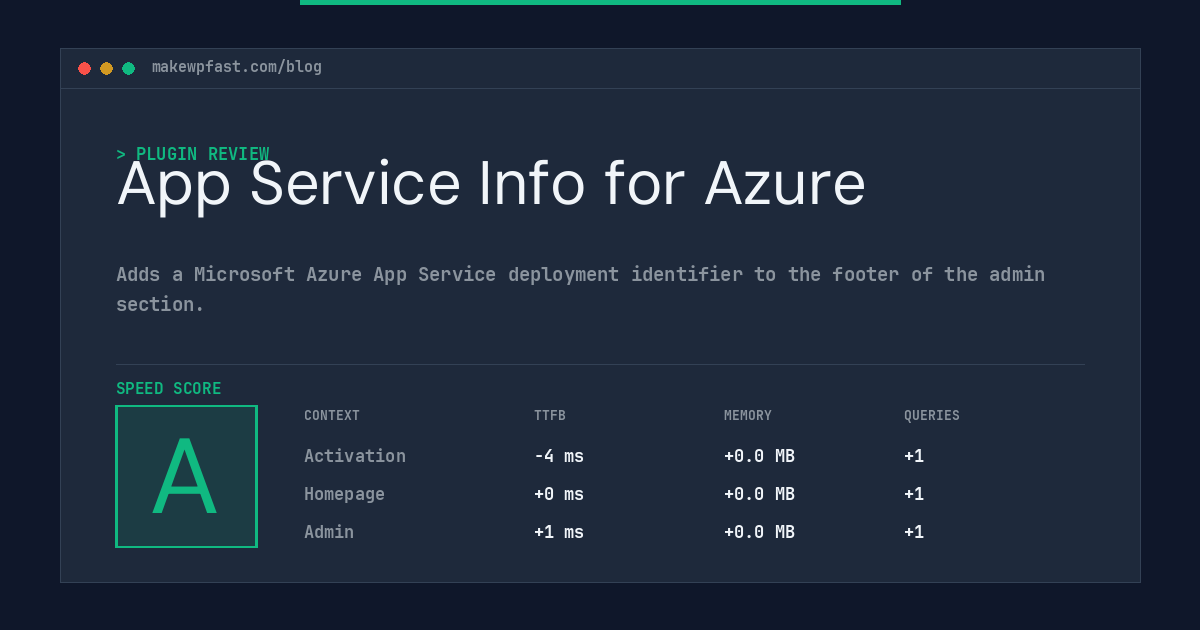 App Service Info for Azure - MakeWPFast