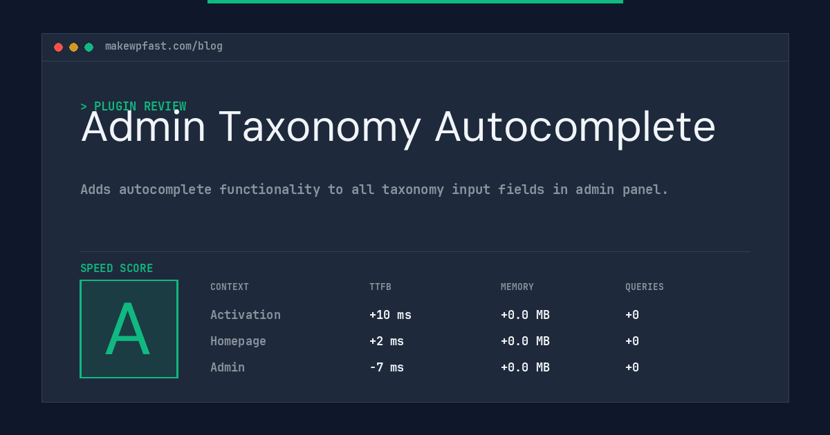 Admin Taxonomy Autocomplete - MakeWPFast