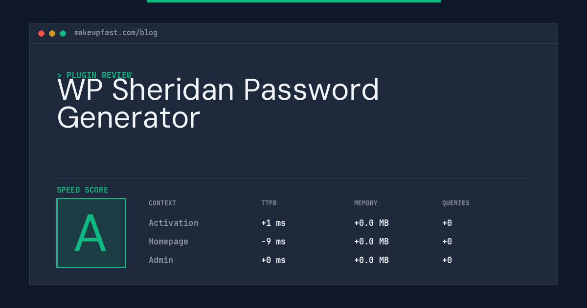 WP Sheridan Password Generator - MakeWPFast