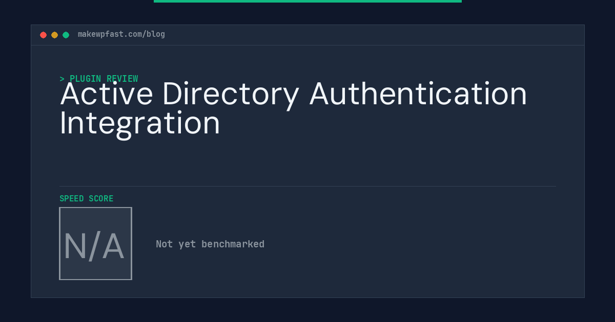 Active Directory Authentication Integration - MakeWPFast