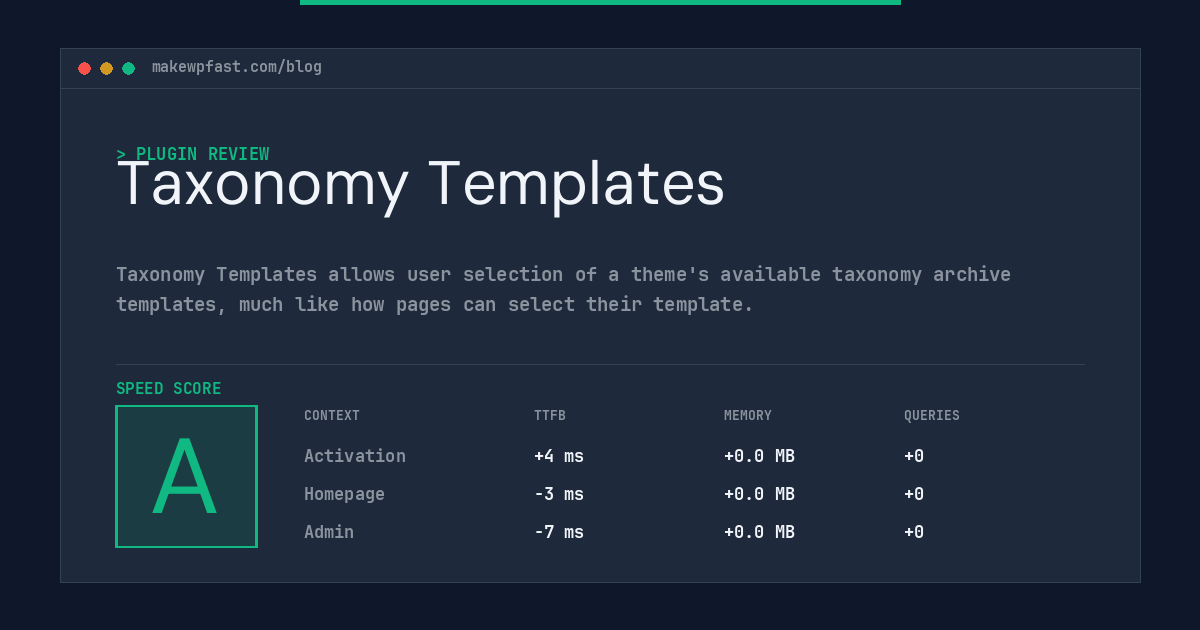 Taxonomy Templates - MakeWPFast