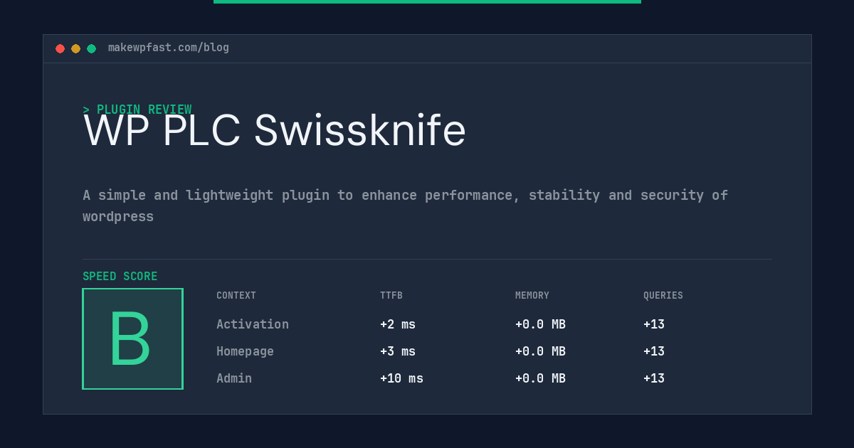 WP PLC Swissknife - MakeWPFast