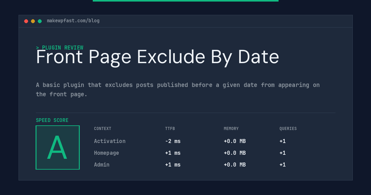 Front Page Exclude By Date - MakeWPFast