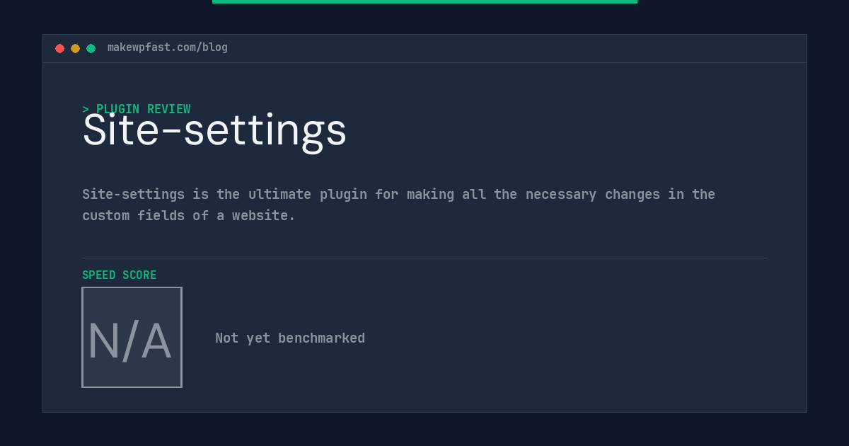 Site-settings - MakeWPFast