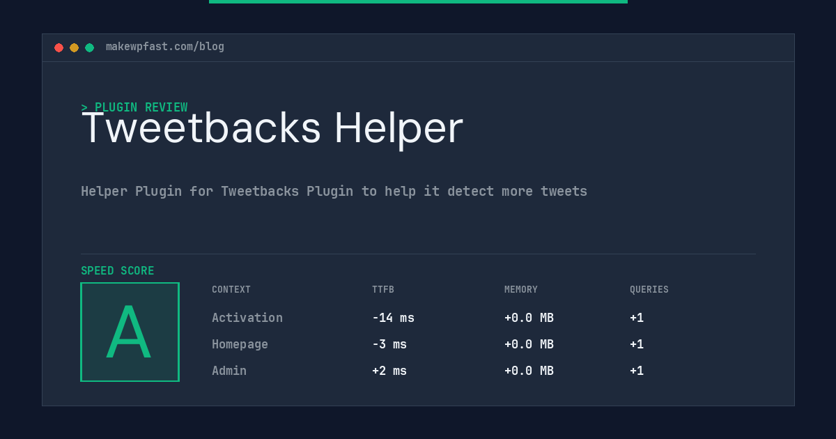 Tweetbacks Helper - MakeWPFast