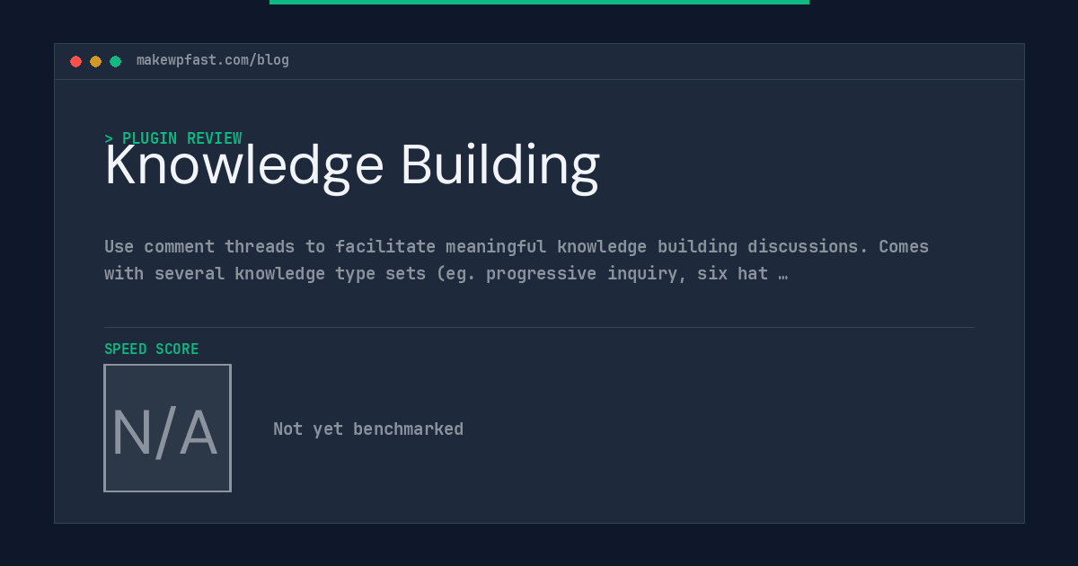 Knowledge Building - MakeWPFast