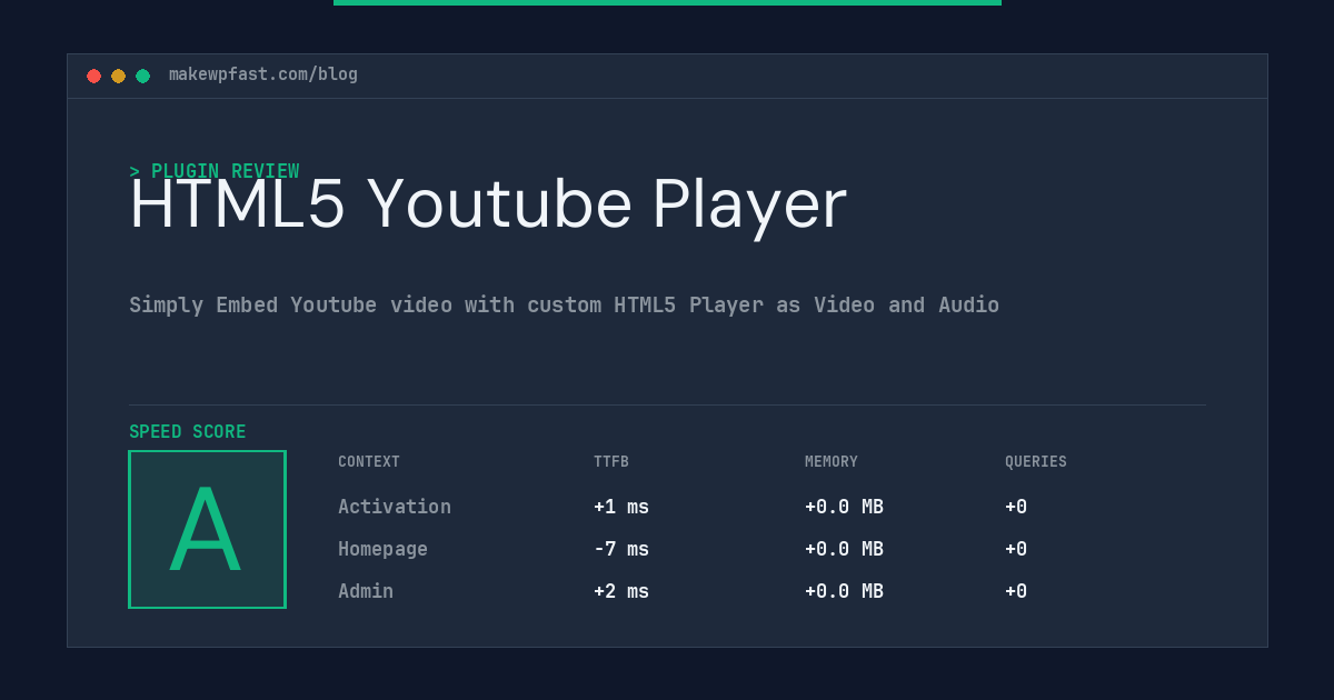 HTML5 Youtube Player - MakeWPFast