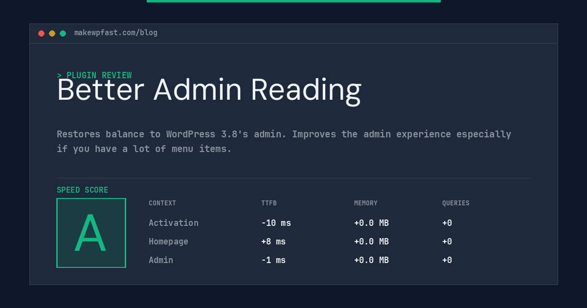 Better Admin Reading - MakeWPFast