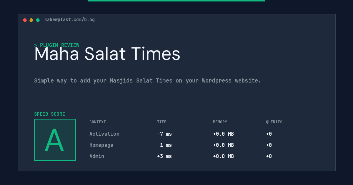 Maha Salat Times - MakeWPFast