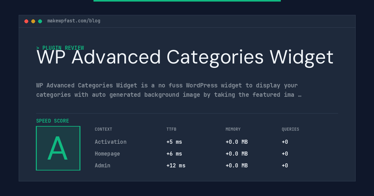 WP Advanced Categories Widget - MakeWPFast
