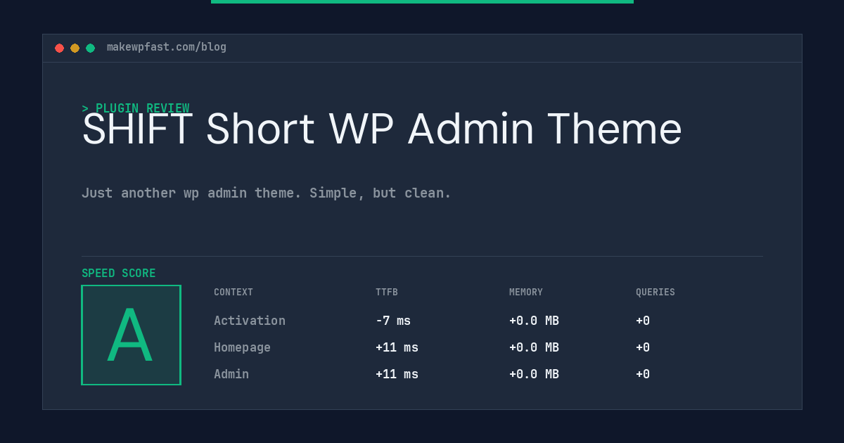 SHIFT Short WP Admin Theme - MakeWPFast