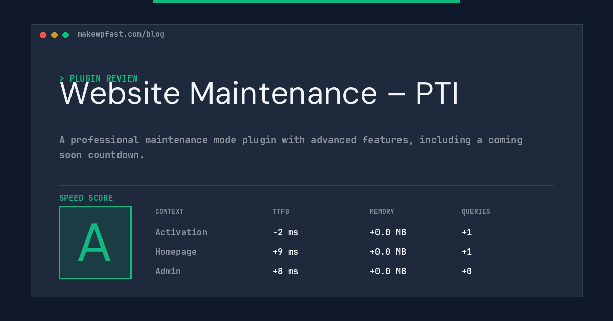 Website Maintenance – PTI - MakeWPFast