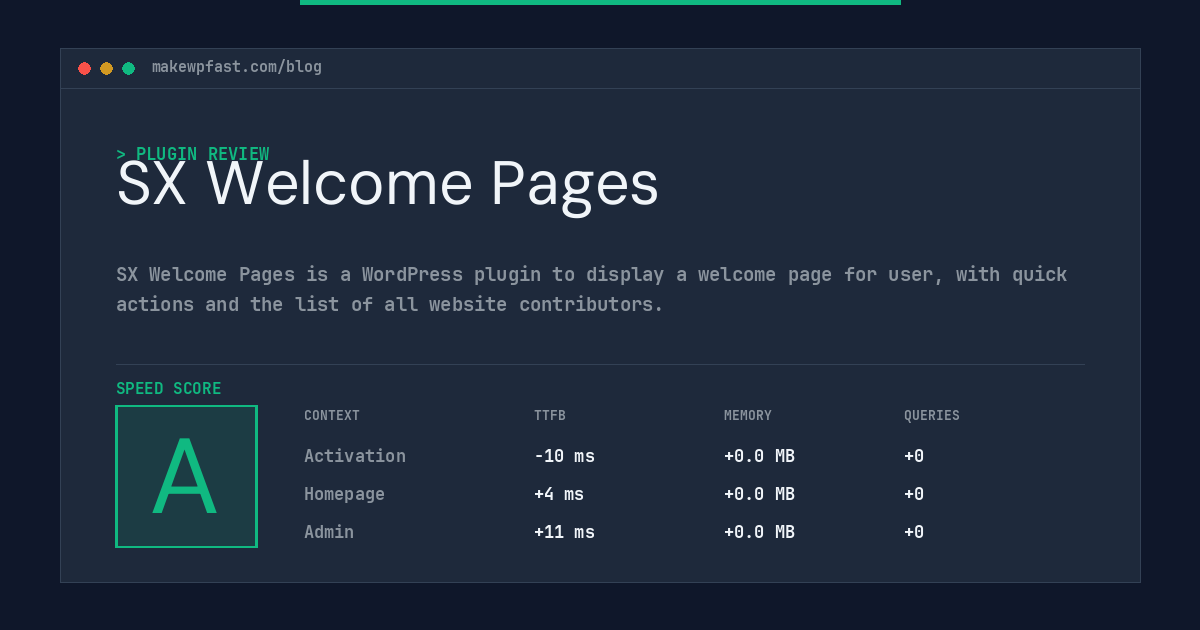 SX Welcome Pages - MakeWPFast