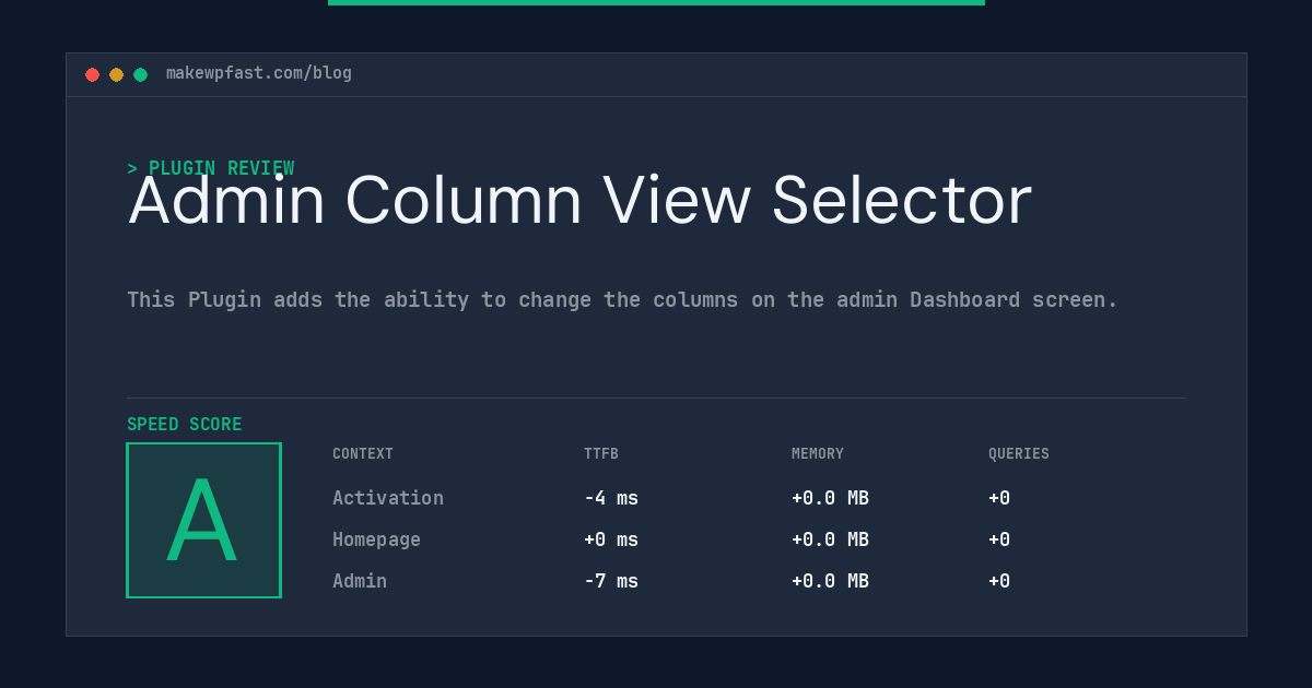 Admin Column View Selector - MakeWPFast