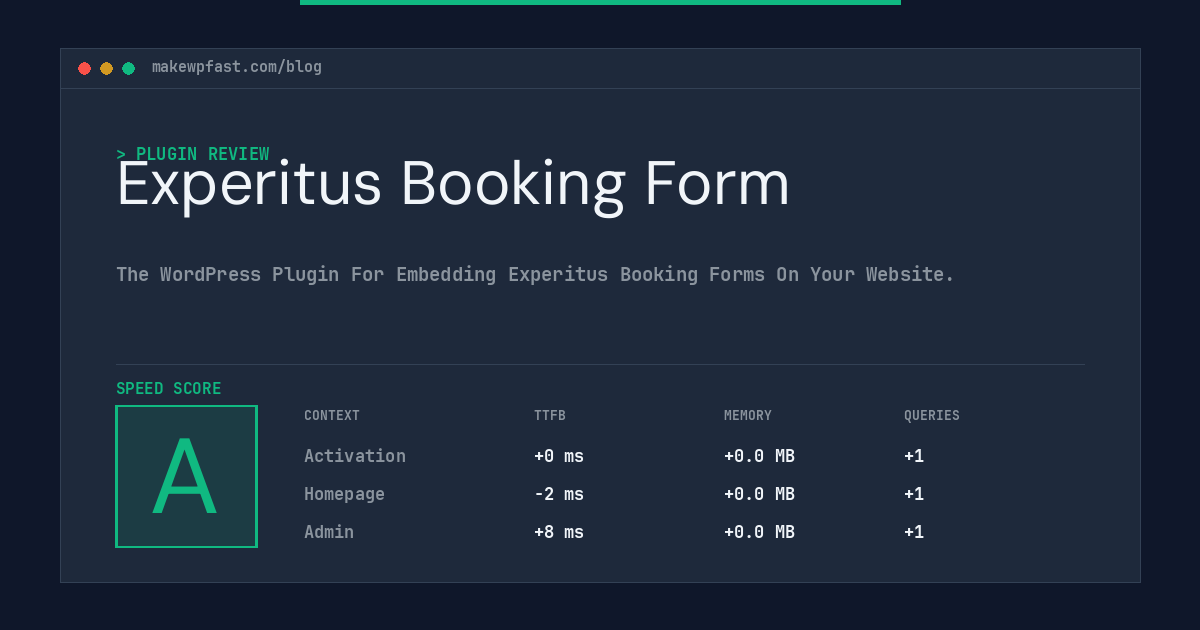 Experitus Booking Form - MakeWPFast