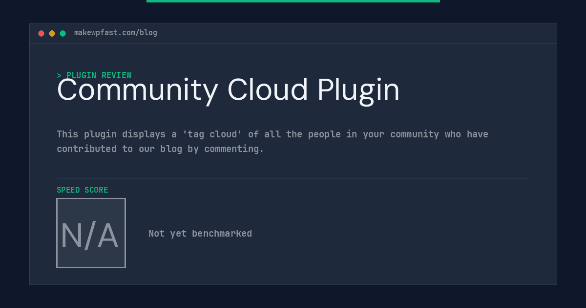 Community Cloud Plugin - MakeWPFast