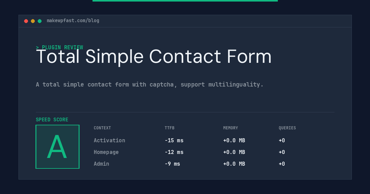 Total Simple Contact Form - MakeWPFast