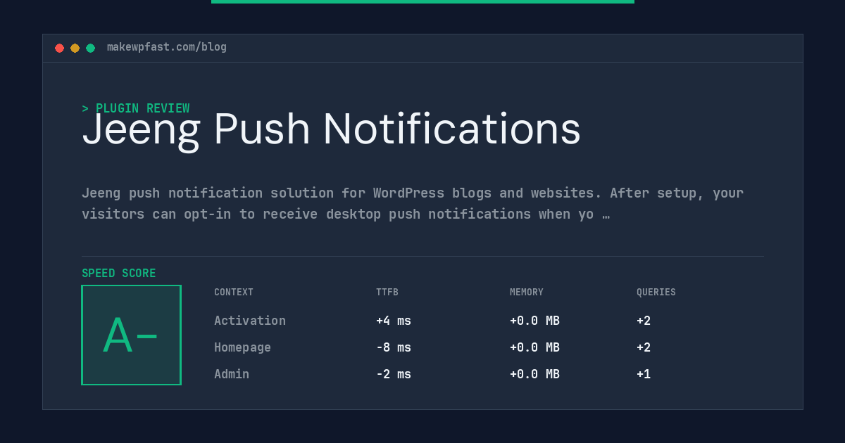 Jeeng Push Notifications - MakeWPFast