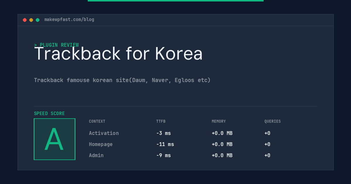 Trackback for Korea - MakeWPFast