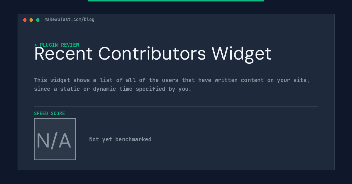 Recent Contributors Widget - MakeWPFast