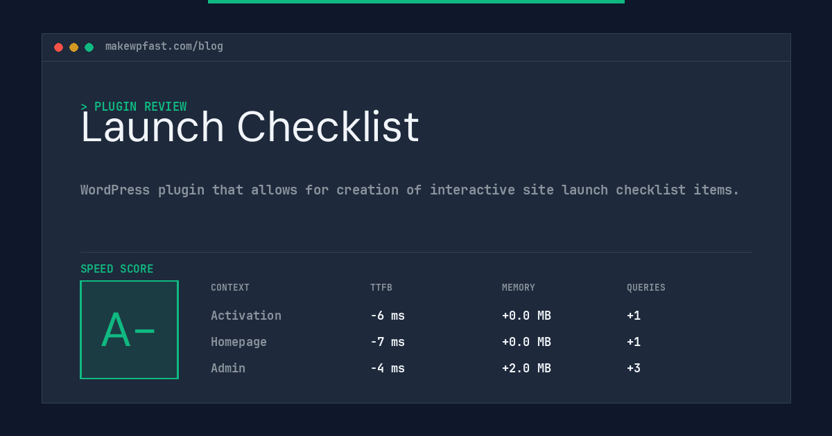 Launch Checklist - MakeWPFast