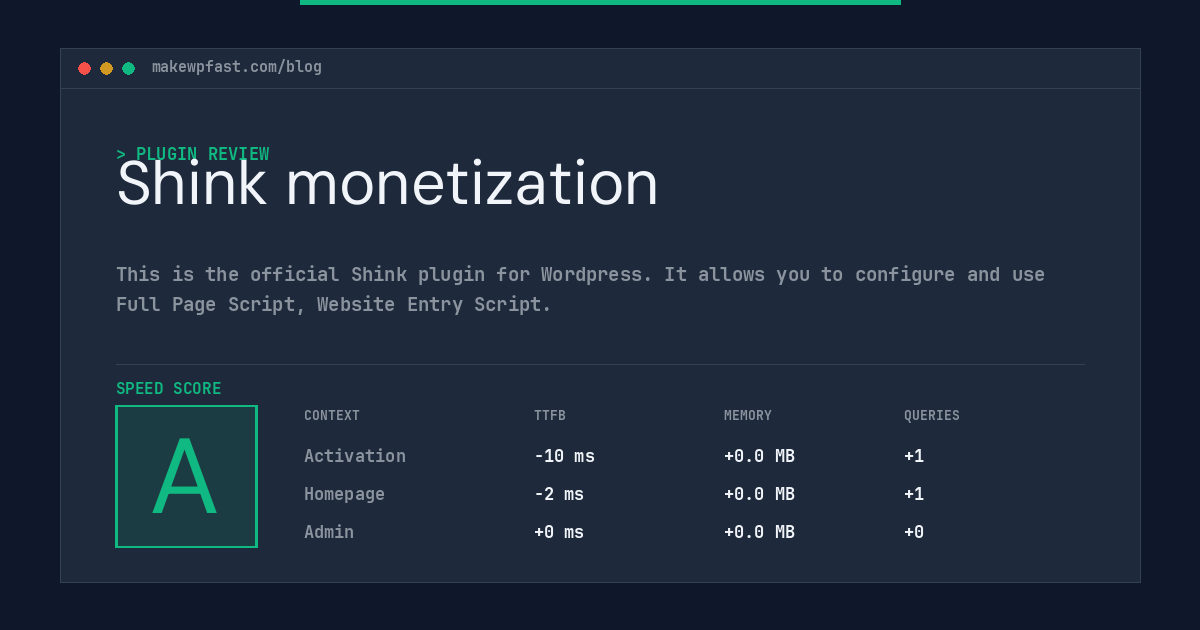 Shink monetization - MakeWPFast