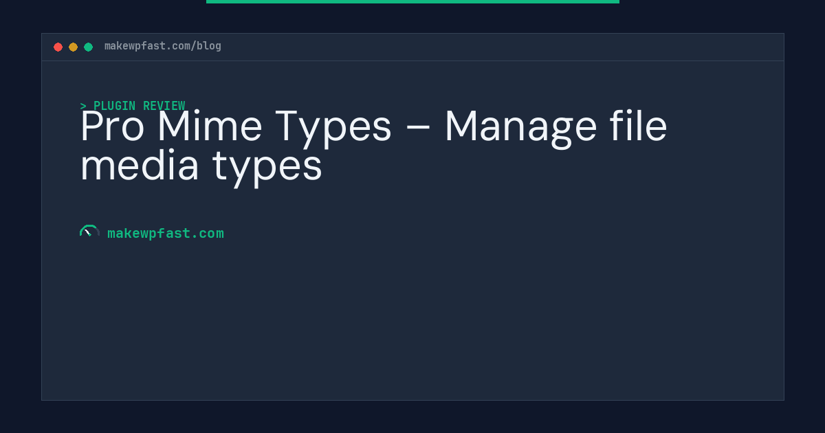 Pro Mime Types – Manage file media types - MakeWPFast
