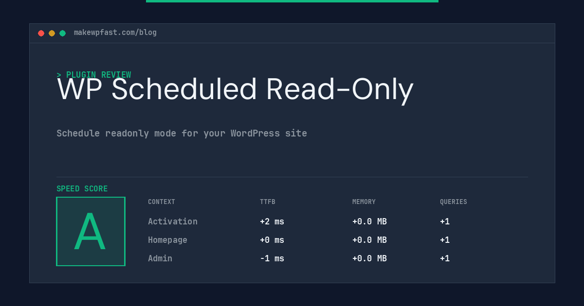 WP Scheduled Read-Only - MakeWPFast