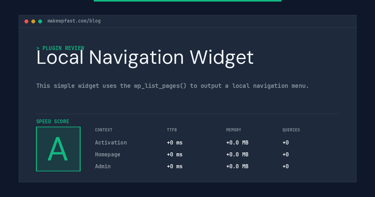 Local Navigation Widget - MakeWPFast