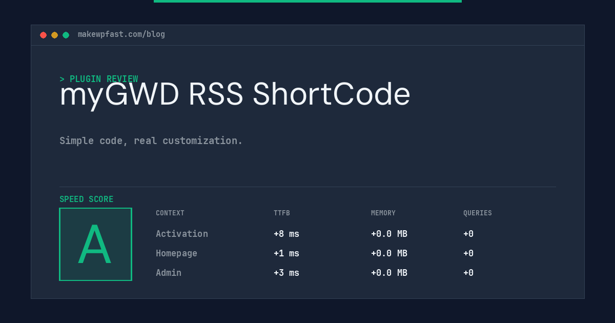 myGWD RSS ShortCode - MakeWPFast